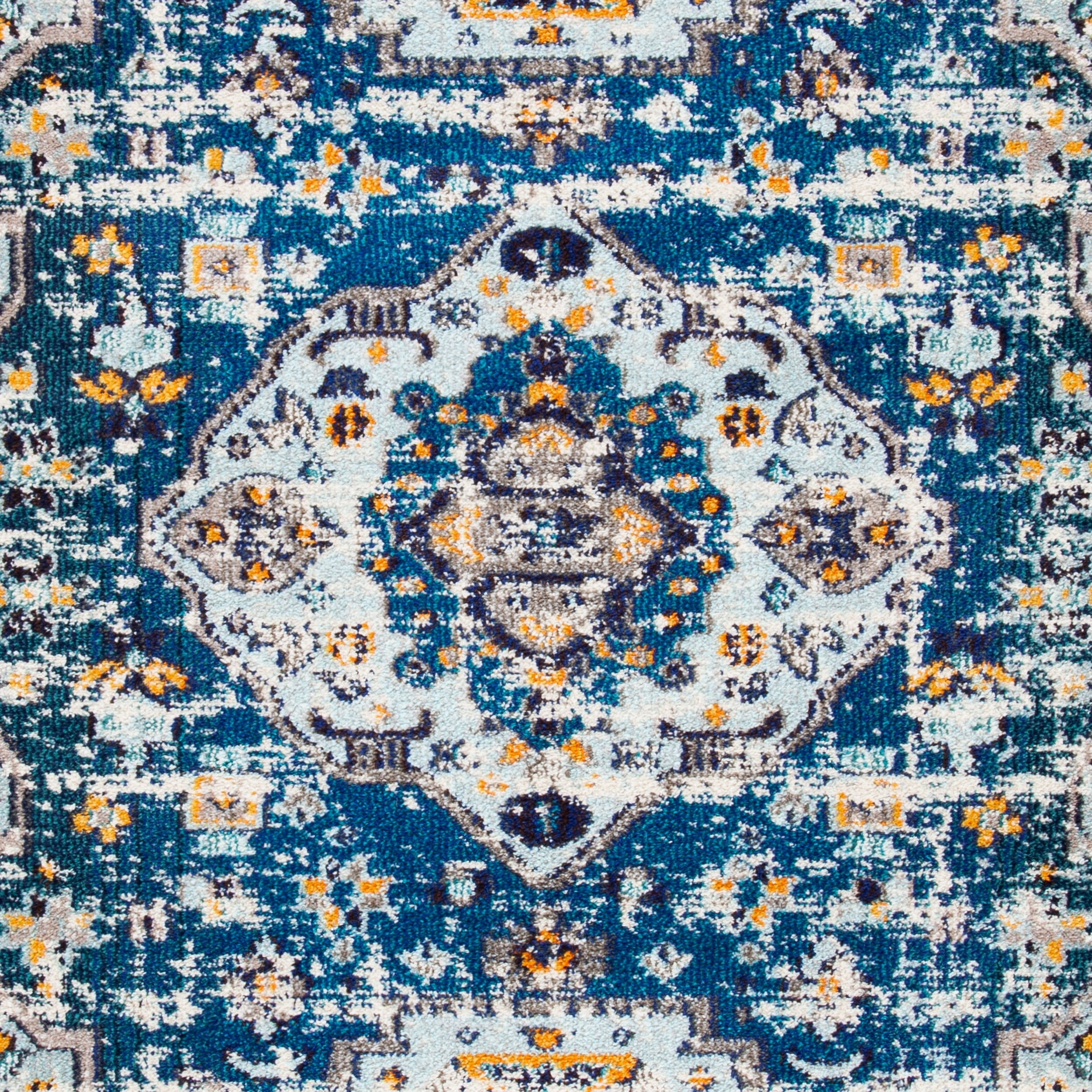 SAFAVIEH Madison Trenton Vintage Traditional Area Rug, Dark Blue/Light Blue, 6' x 9'