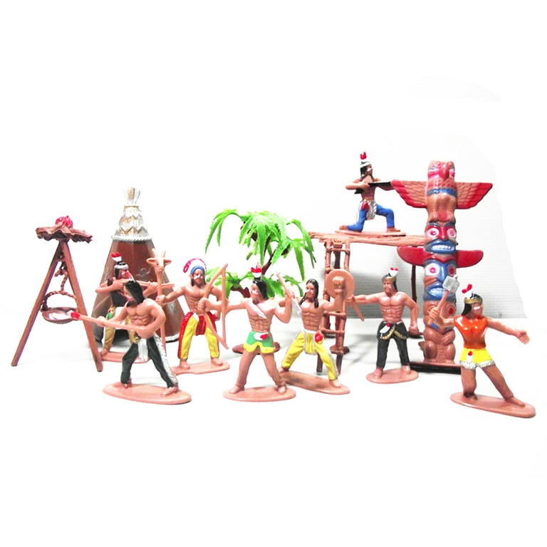 HOTYA 13pcs Set Native Plastic Indian Tribes Model American Art