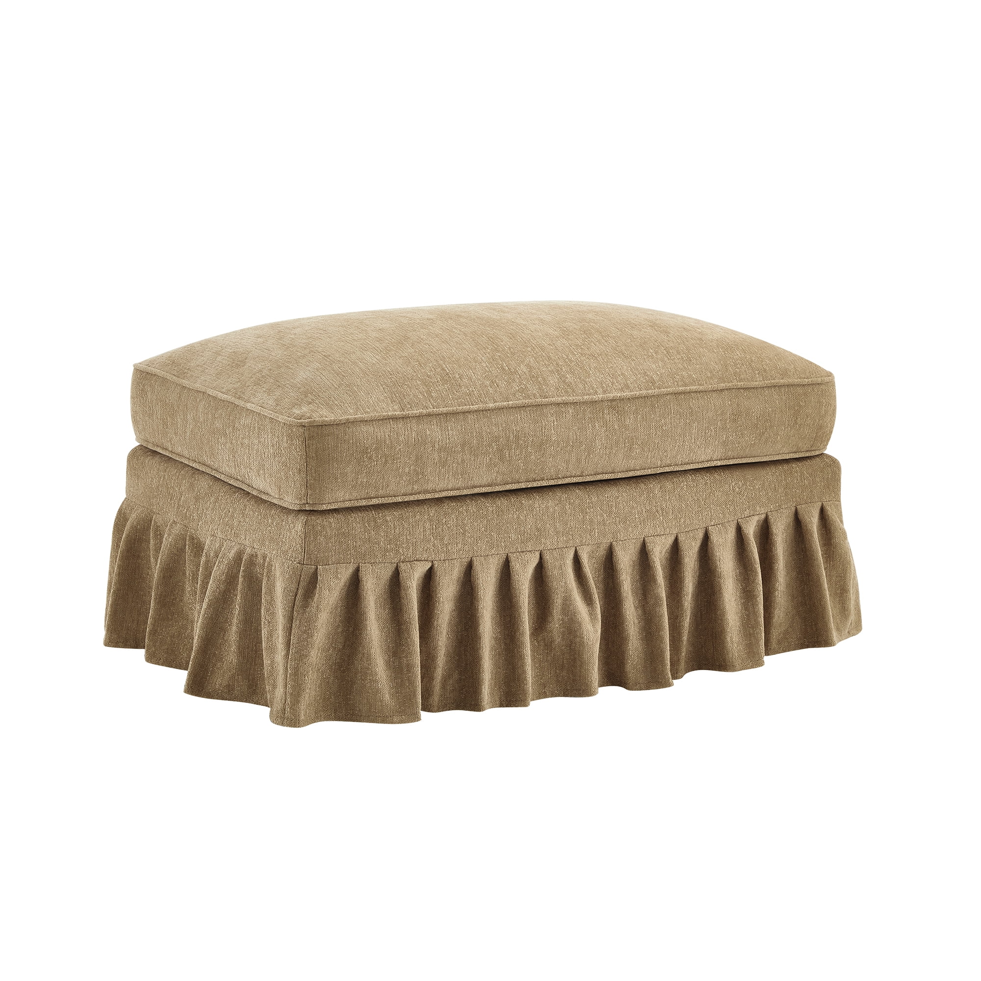 LiviNest Ottoman for Small Space: 4-in-1 Footstool & Seat - 2 Styles with Detachable Skirt - Light Coffee Chenille Fabric for Apartment Living Room & Bedroom