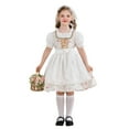 thumbnail image 4 of SERTG Girls Oktoberfest Maid-Style Set 3-Piece Cottagecore Print Dress + Head Scarf and Apron Cultural Theme Dress-Up Skirt Outfit for Kids 4-13 Years(White,5-6 Years), 4 of 9
