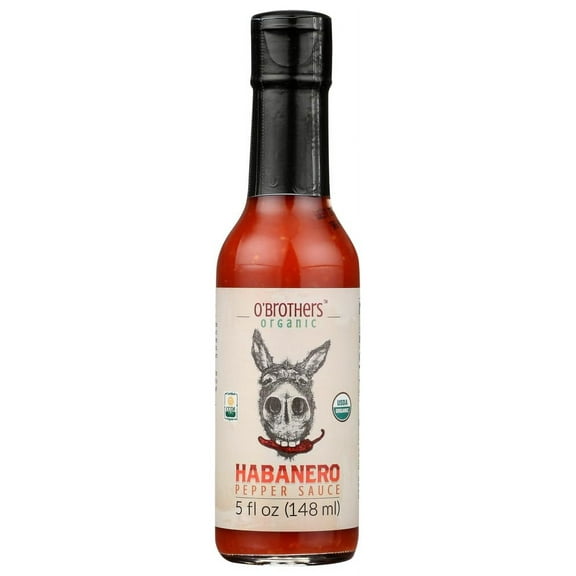 Pack of 12, O Brothers Organic Habanero Pepper Sauce, 5 fl oz