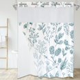 thumbnail image 1 of Dznils Cortina Shower de Tela Blanca sin Gancho con Forro a Presión, 72" x 74", Estampado Floral Azul, 1 of 11