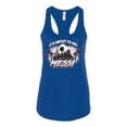 thumbnail image 2 of Wild Bobby It's About To Get Miami Soccer Skyline Sports Women Racerback Tank Top, Royal, Medium, 2 of 5