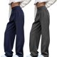 thumbnail image 2 of Women's Wide Leg Pants High Waist Business Work Trousers Fashion Stripe Long Straight Leg Suit Pants for Summer Spring Gray XL, 2 of 4