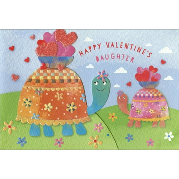 Pictura Turtles with Bowls of Hearts: Daughter Valentine's Day Card