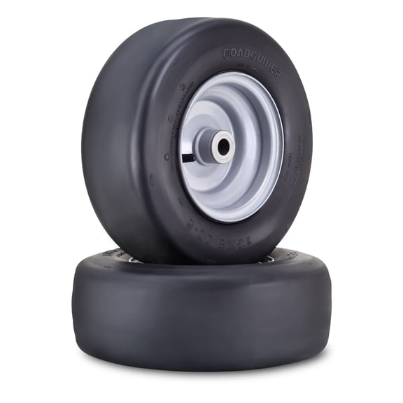 ROADGUIDER Lawn Mower Tractor Tire Wheel Assembly 13X5-6 4-Ply LG05 with 3/4" Bushing 3" Center Hub Silver Wheel-13303,SET 2