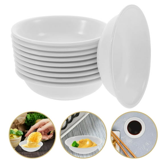 Homoyoyo 12Pcs White Plastic Chip and Dip Bowls for Kitchen Sauce Serving