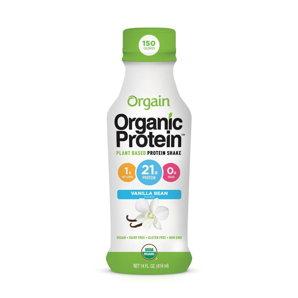 Orgain Organic 21g Plant Based Protein Shake, Vanilla Bean, 14 Fl Oz