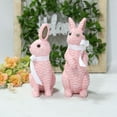 thumbnail image 3 of JEWLALO 2PCS Rattan Rabbit Easter Decorations, Bunny Easter Ornaments, Outdoor Garden Statue Animals Figurine for Home Farmhouse Courtyard Lawn Tabletop Decoration, Gifts for Easter (Pink), 3 of 7