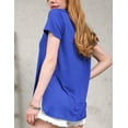 thumbnail image 2 of Dobulju Women's Short Sleeve V-Neck Loose Fit Slit Side Hem Basic T-Shirt With Plus Size, 2 of 3