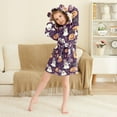 thumbnail image 3 of FORMRS Niños Bathrobe Unisex Hooded Robe Soft Plush Pajamas Sleepwear, Size 2-3T, Purple Ghost Pumpkin Pattern, 3 of 7