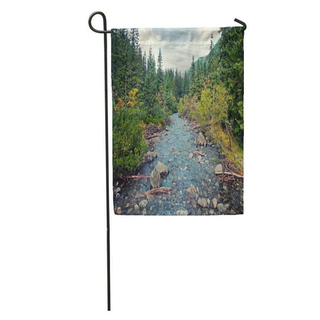 Lawn Water Conservation - LADDKE Green Stream Mountain River in The Forest Water Conservation Rocky Garden Flag Decorative Flag House Banner 12x18 inch