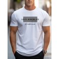 thumbnail image 1 of Camiseta de manga corta con estampado de Los Ángeles para hombre, cómoda y elástica, ideal para el verano, ideal para el día a día y como regalo., 1 of 7