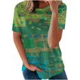 thumbnail image 1 of JUNWELL Offre Moins de 5.00 Chemises pour Femmes Grande Taille d'Été Mode Femmes Confortable Décontracté Col Rond Manches Courtes Imprimé Top Chemisier, 1 of 5