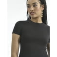 thumbnail image 2 of No Boundaries Cotton Stretch Ribbed Tee with Short Sleeves, Women's XS-3XL, 2 of 6