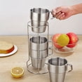 thumbnail image 5 of Stackable Coffee Mugs Set of 4, Stainless Steel Double Layer Coffee Mug Set with Stand for Coffee Milk Tea Beer Cocoa, 5 of 5