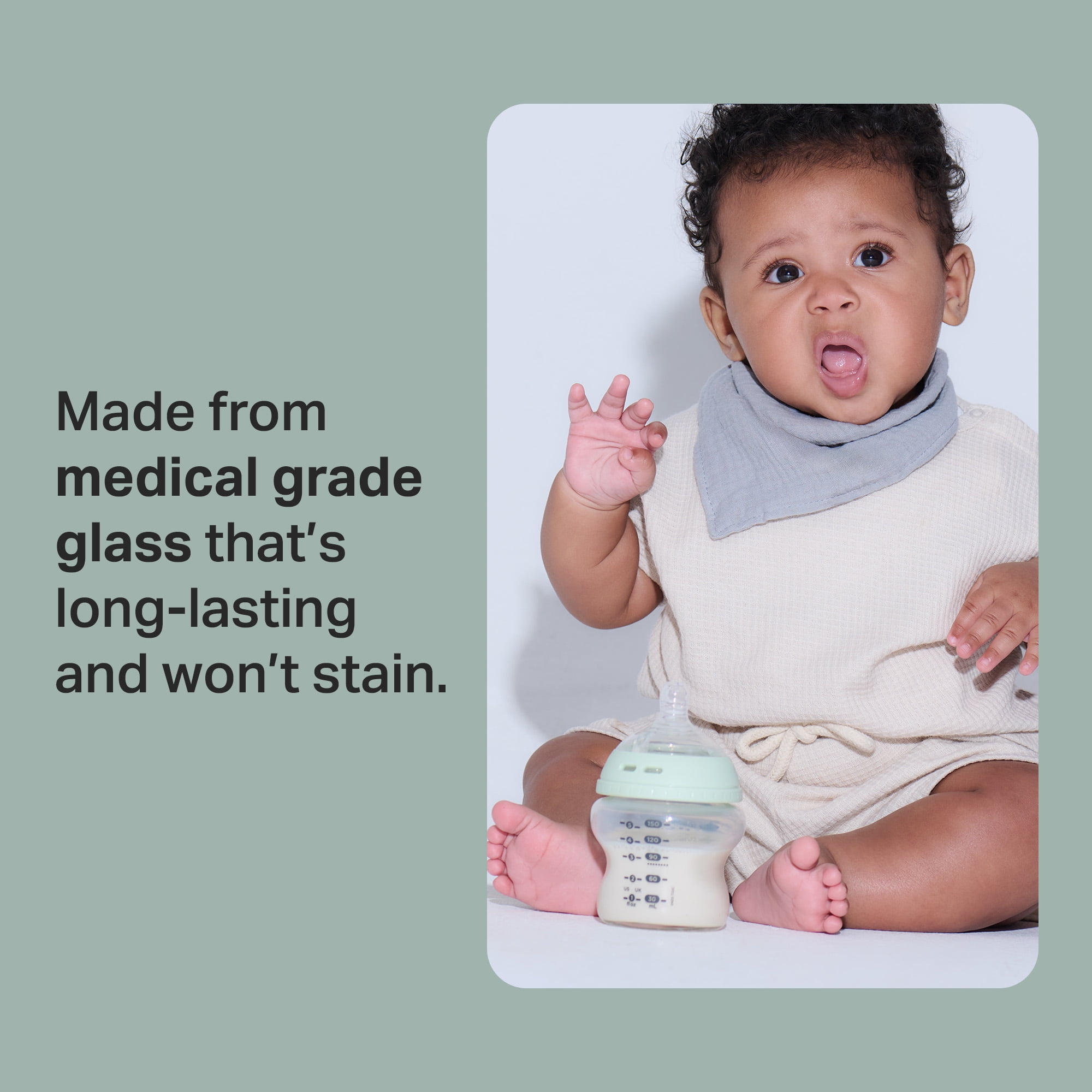 Tommee Tippee Natural Start 3-in-1 Glass Baby Bottle, Cup & Food Jar Set, 9oz, Slow Flow Breast-Like Nipple, Leak-Proof for Travel & Food Storage