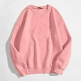thumbnail image 5 of larppty Women's Long Sleeve Tops Casual Solid Cute Crewneck Basis Sweatshirts Pullover Fall Shirts (Pink, M), 5 of 6