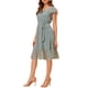 thumbnail image 4 of Vestido Midi de Invitada de Boda para Mujer INSPIRE CHIC con Cuello Cuadrado, Mangas de Volante y Estampado Floral en Azul Gris XL, 4 of 5