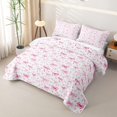 thumbnail image 3 of Manfei Pink Polkadot Bow Bed Spread Queen,Kawaii Heart Print Queen Coverlet Set,3-Piece,1 Quilt and 2 Pillowcases, 3 of 7