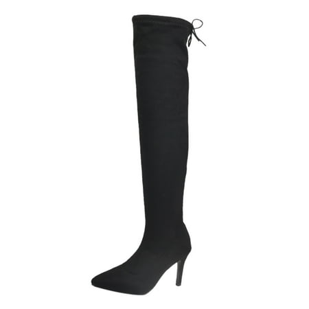 

Sanfanil Heels Thin High Toe Color Solid Shoes Knee The Over Pointed Women Boots Women s Boots