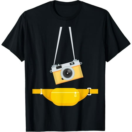 t-shirt Fake Tourist Photographer Strap Hanging Camera & Bum Bag T-Shirt mensblackwomenfunnymenjourneyCrew Neck  Short Sleeve printing