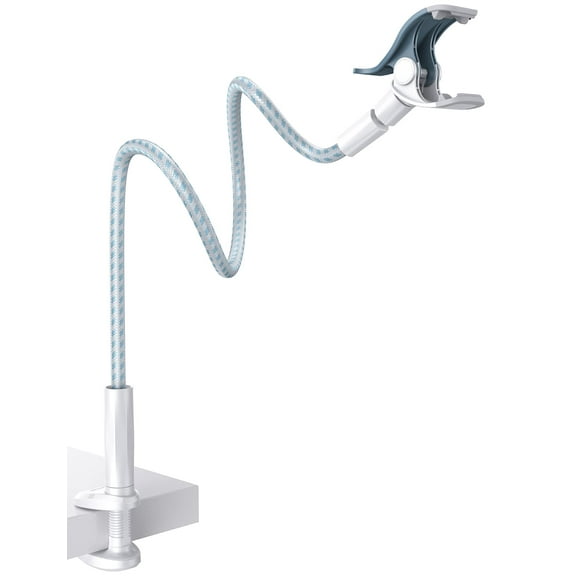 Soporte para teléfono Lamicall con cuello de cisne, nailon trenzado, azul y blanco