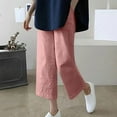 thumbnail image 2 of JIUKE Wide Leg Pants for Women Summer Cotton Linen Lightweight Ankle Length Trousers with Pockets, 2 of 3