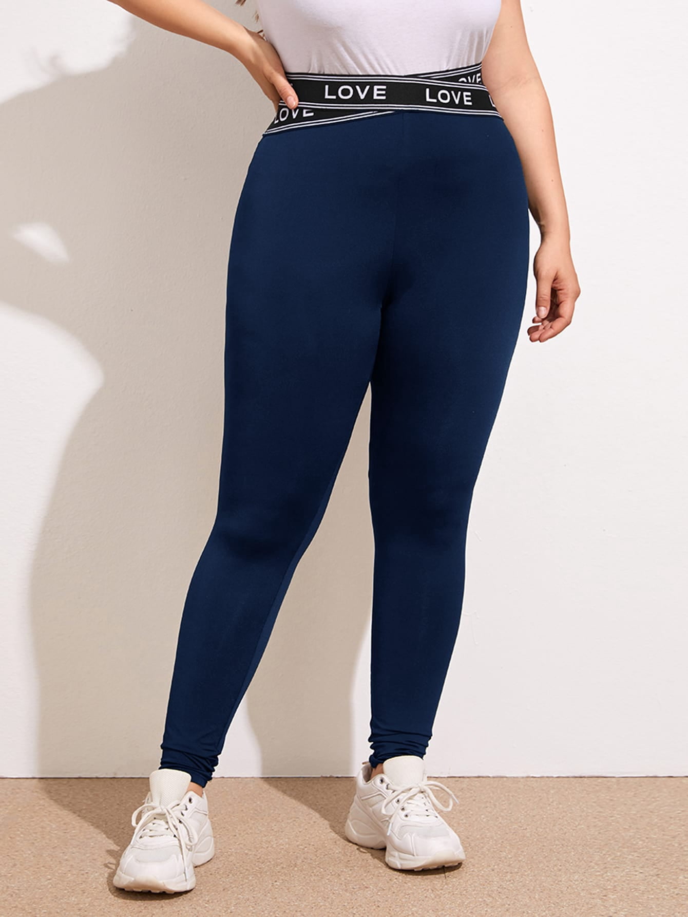 Striped Waistband Leggings 4XL 
