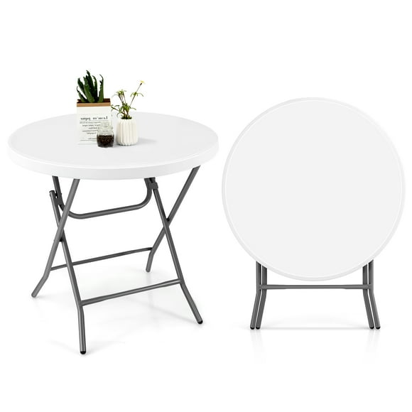 Costway 32" Round Folding Table Portable & Lightweight Table for Indoor & Outdoor Use White