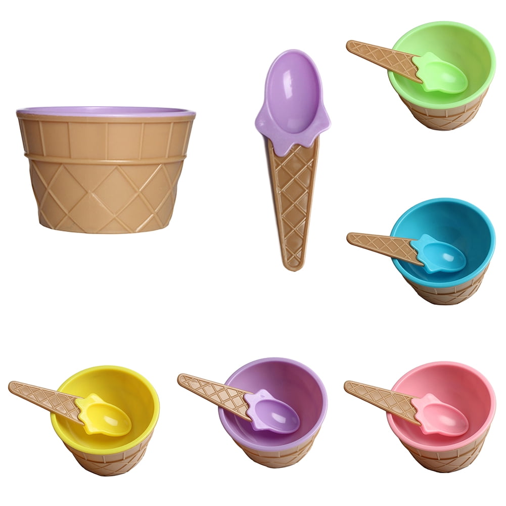 Visland Creative Cute Ice Cream Bowl + Spoon Kids Children Summer Party