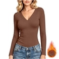 thumbnail image 2 of Women Shirts Long Sleeve Tops V Neck Lightweight Fashion Undershirts Basics Tops, Slim Fit, Base Layer, Thermal Underwear, Stretchy Fit, Casual Wear, 2 of 9