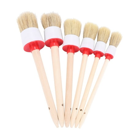 

Natural Boar Hair Detail Brushs( 6) Detailing Brush Set for Cleaning Weels Interior Exterior Leather