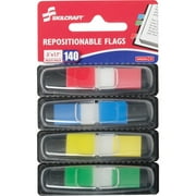 SKILCRAFT, NSN6200283, Self-stick Repositionable Color Flags, 140 / Pack, Assorted