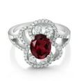 thumbnail image 2 of Gem Stone King 925 Sterling Silver Statement Ring Set with Oval Red Rhodolite Garnet (2.82 cttw) (Size 8), 2 of 3