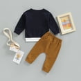 thumbnail image 3 of Infant Newborn Baby Boys Autumn Outfit Sets 6M 12M 18M 24M Long Sleeve O Neck Patchwork Pullover + Solid Color Drawstring Pants, 3 of 6