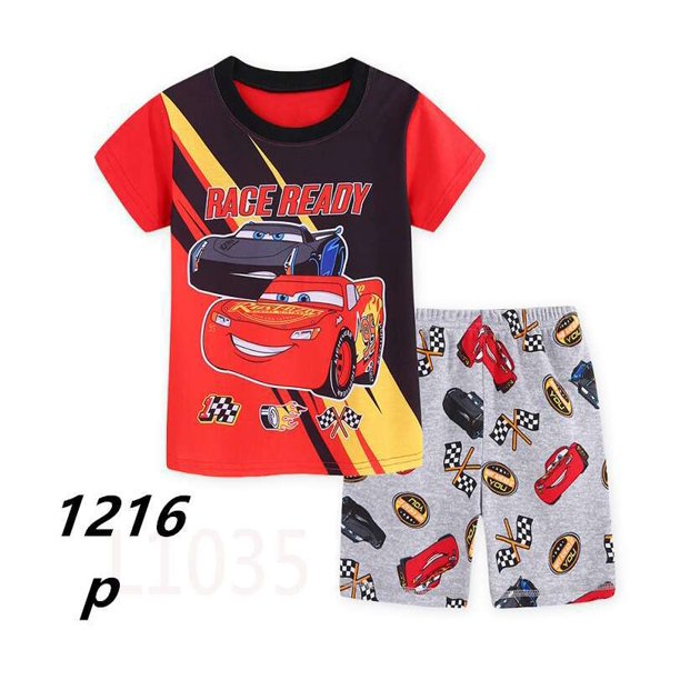 Conjuntos de ropa para niños, pijamas de bebé, Tops de manga corta de algodón de verano, conjunto de Pijamas de dibujos animados de Spiderman, ropa de dormir para niños 3T Gao Jinjia LED
