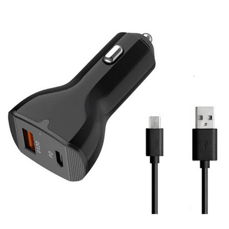 Micro USB Truck Car Charger UrbanX 63W Fast USB Car Charger PD3.0 & QC4.0 Dual Port Car Adapter with LED Display and Fast Micro Usb Cable for BLU Advance L4