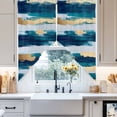 thumbnail image 4 of Abstract Modern Swag Curtain Valance for Windows, Gold Blue Ripple Window Treatments Short Swag Topper for Kitchen Windows Bathroom Bedroom, 36"x36", 4 of 8