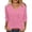 Pink, variant on Aofany Women's Casual 3/4 Sleeve Length T-Shirts Tunic Tops V Neck Loose Fit Basic Tee Solid Color Blouse for Work Daily