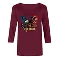 thumbnail image 7 of Plus Size Women's 3/4 Sleeve Printed Top, Round Neck Casual Pullover Blouse, USA 250th Anniversary Stylish Summer Spring Lightweight Shirt, Fashion Size S-4XL, 7 of 7
