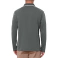 thumbnail image 3 of Men's Casual Contrast Button Collared Pocket Long Sleeves Polo T-Shirts L Dark Gray, 3 of 6