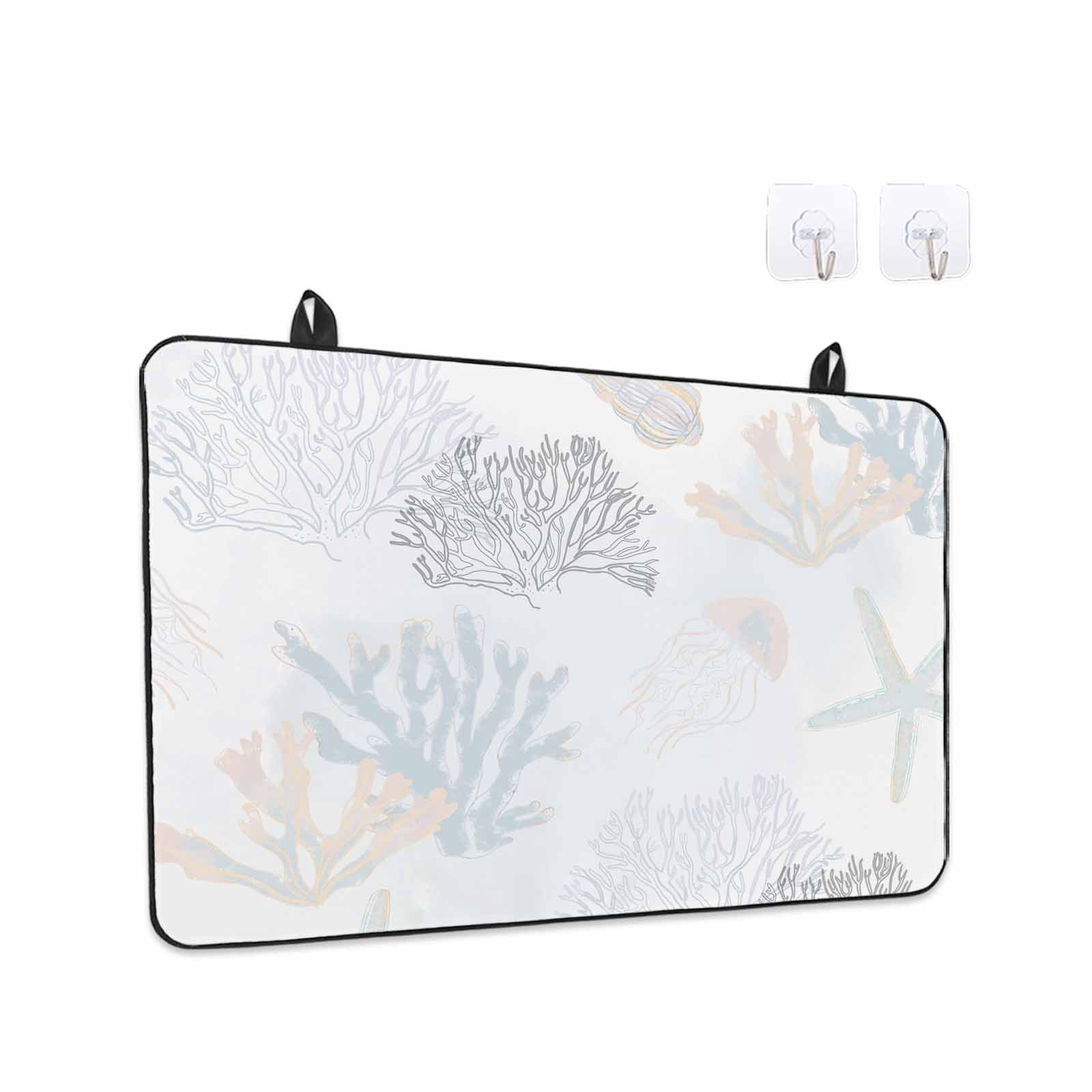 Blue Pink Coral Coastal Stove Top Cover for Electric Stove, Heat-proof & Non Slip Glass Top Stove Cover Protector, Nautical Starfish Summer Beach Kitchen Flat Cooktop Rubber Mat 28.5x20.5 Inches