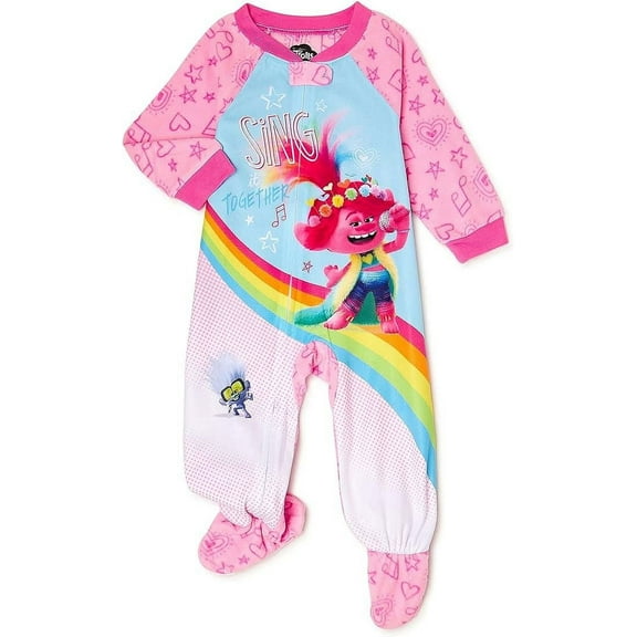 Poppy and Tiny Blitzgerald Diamond Sing Together Toddler Girl's Pajama Sleeper, Size 5T