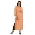 thumbnail image 1 of Moomaya Kurta en Rayonne Uni pour Femmes à Manches Évasées, Col à Cordon, Kurti Ethnique Long, 1 of 7