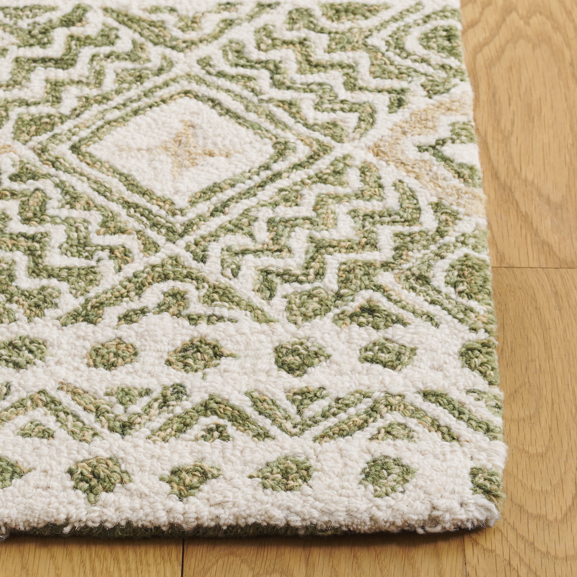 SAFAVIEH Micro-Loop Aditya Geometric Area Rug, Green/Ivory, 4' x 6'