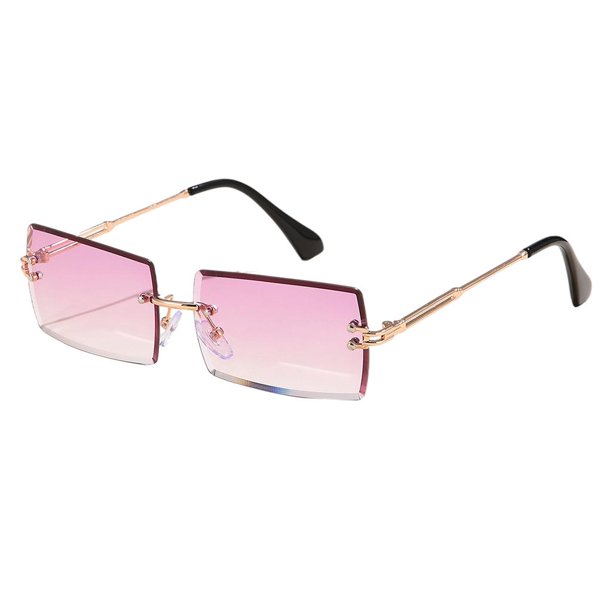 gafas de sol sin montura Gafas De Sol Retro Lente Teñida Elegante Gafas De Protección UV Pierna Dorada Lente Morada Lente Violeta Pierna Dorada Magideal gafas de sol sin montura