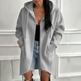 thumbnail image 5 of IUYRTFE Women's Hooded Zip Up Mid Length Sweatshirt Jacket with Pockets Casual Relaxed Fit Coat, 5 of 9