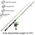 thumbnail image 2 of RAD Sportz Beginner Spinning Fishing Rod & Reel Combo- 6’ Fiberglass Pole, 2 of 7