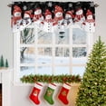 thumbnail image 3 of Snowman Snowflakes Tie Up Valances Curtain, Christmas Striped Scarf Hat Adjustable Rod Pocket Short Window Treatment Tie Up Curtains Valances for Kitchen Living Room Bathroom 60x18 Inches, 3 of 9